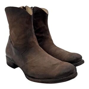 Freebird Boots Men 12 Stern Genuine Leather Western Ankle Brown Side Zip Shoes